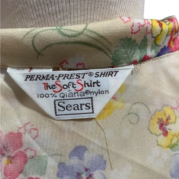 Vntg 70’s Sears dagger collar Multicolor Floral Button Down long sleeved Shirt M - Picture 5 of 5